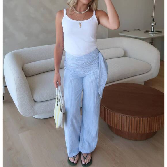 PRETTY GARBAGE Pants - NEW PRETTY GARBAGE daytrip wrap pants in blue